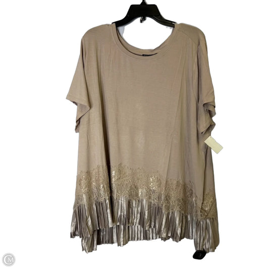 Top Short Sleeve By Dg2 In Tan, Size: 3x