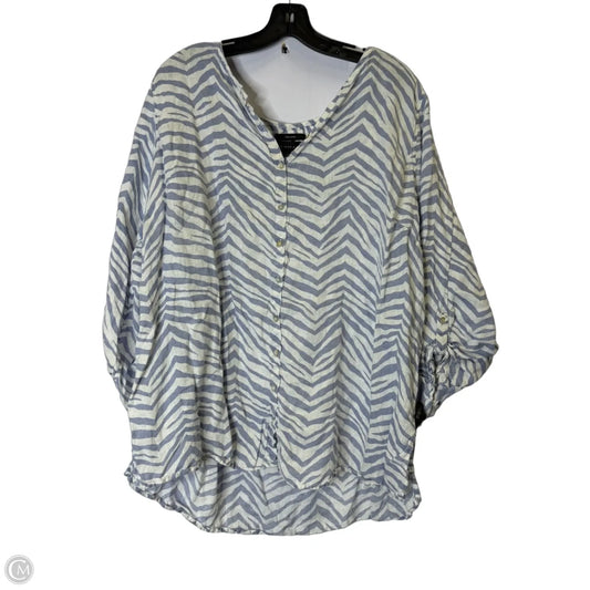 Top Long Sleeve By Tahari In Zebra Print, Size: 3x