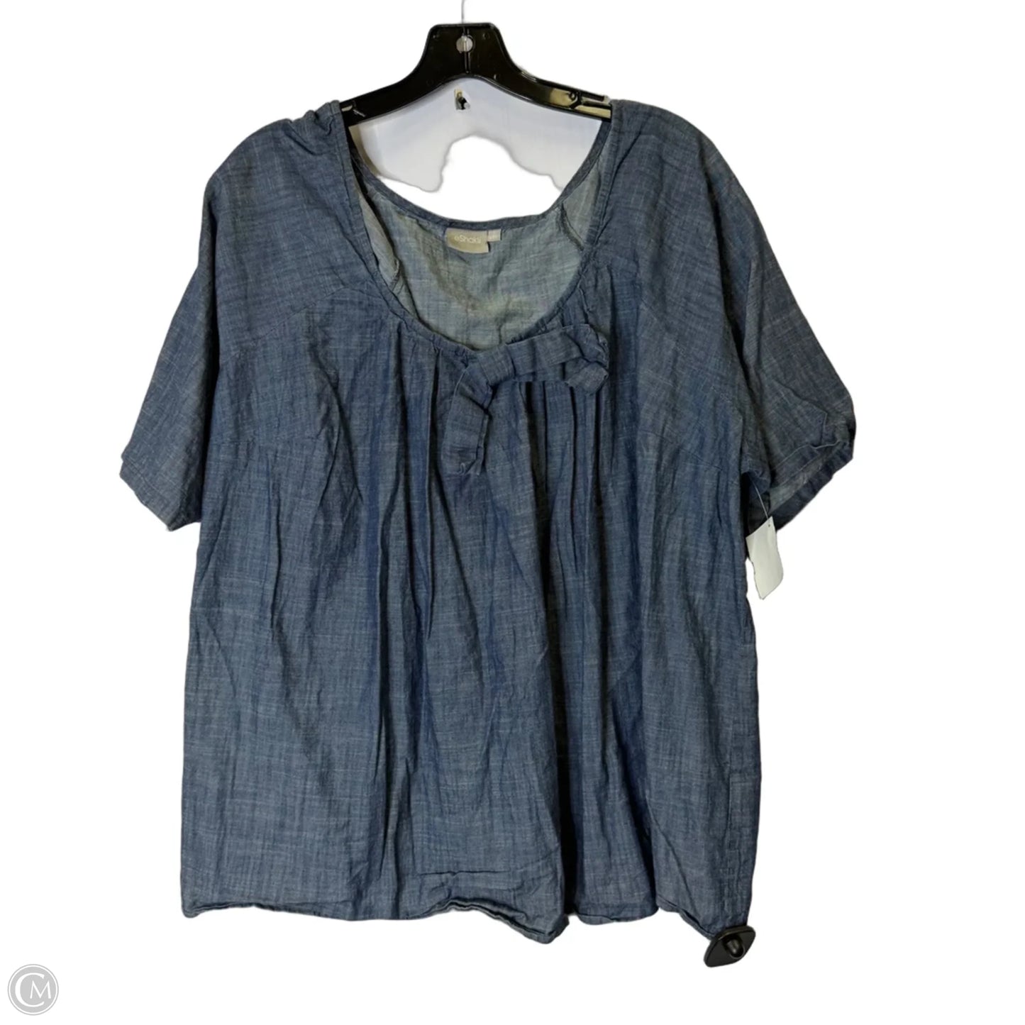 Top Short Sleeve By Eshakti In Blue, Size: 3x