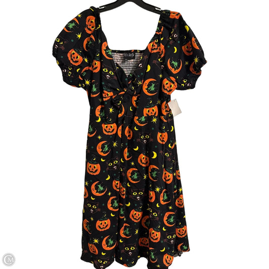 Dress Casual Short By Clothes Mentor In Black & Orange, Size: Xxl