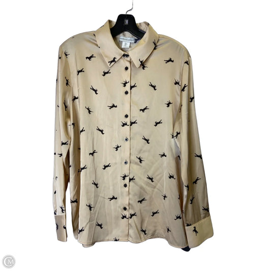 Blouse Long Sleeve By Cupcakes And Cashmere In Tan, Size: L