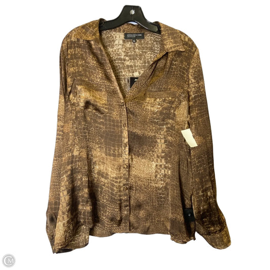 Blouse Long Sleeve By Jones New York In Brown, Size: 14