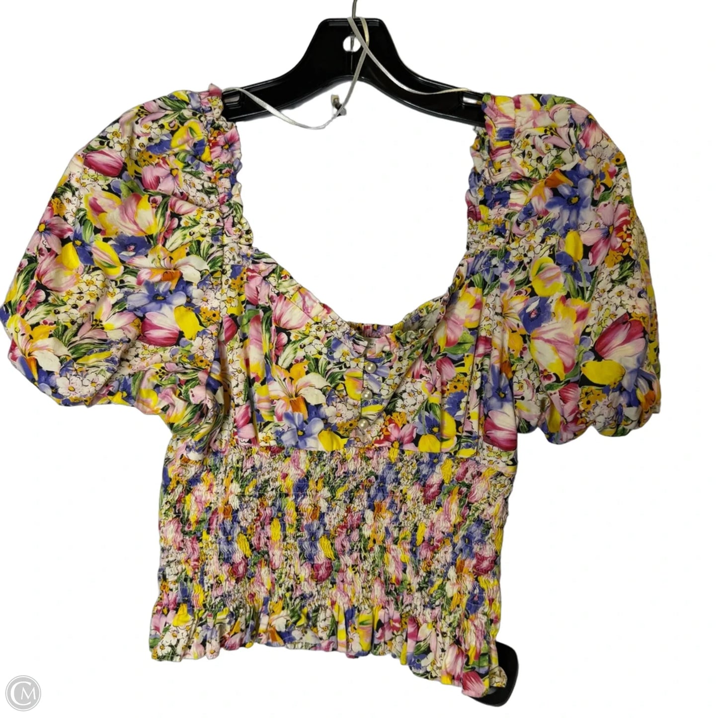 Top Short Sleeve By Zara In Floral Print, Size: L