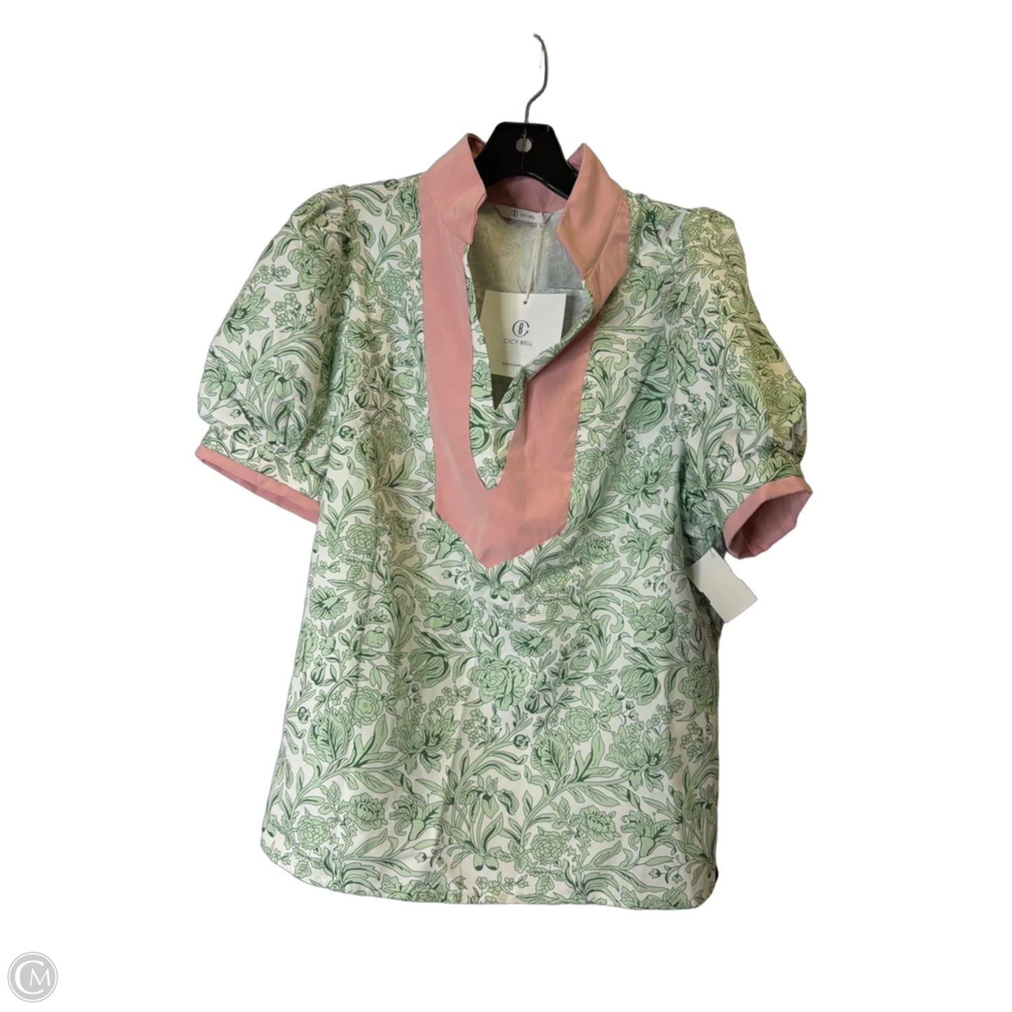 Top Short Sleeve By Clothes Mentor In Green & Pink, Size: M
