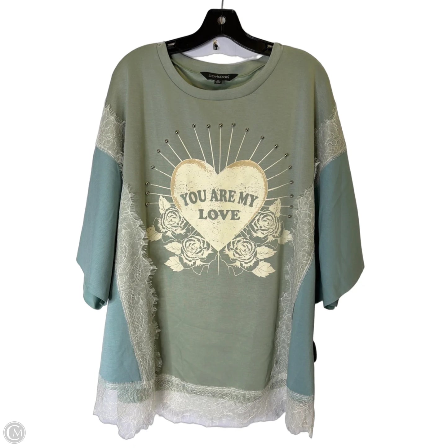 Top Short Sleeve By Davi & Dani In Blue & Green, Size: 2x