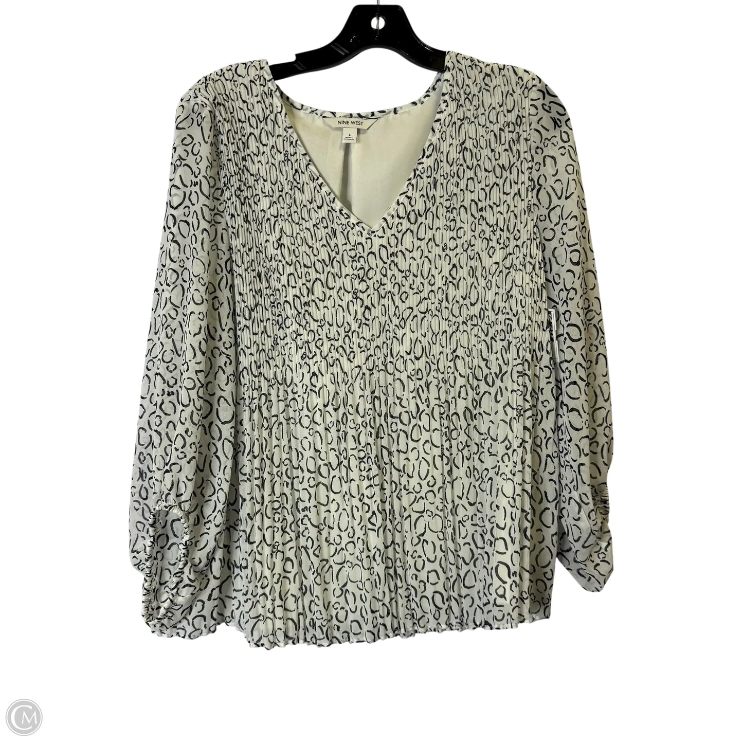 Top Long Sleeve By Nine West In Black & White, Size: L