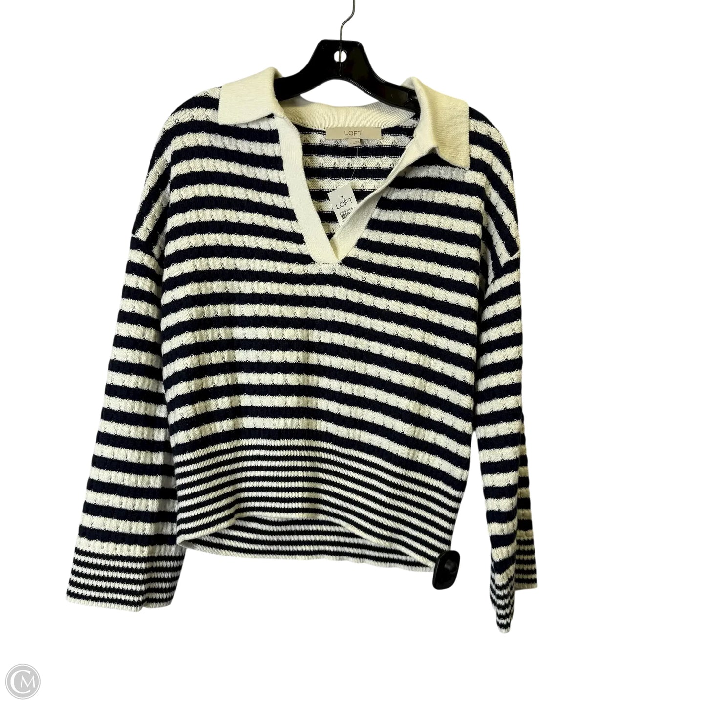 Sweater By Loft In Blue & White, Size: M