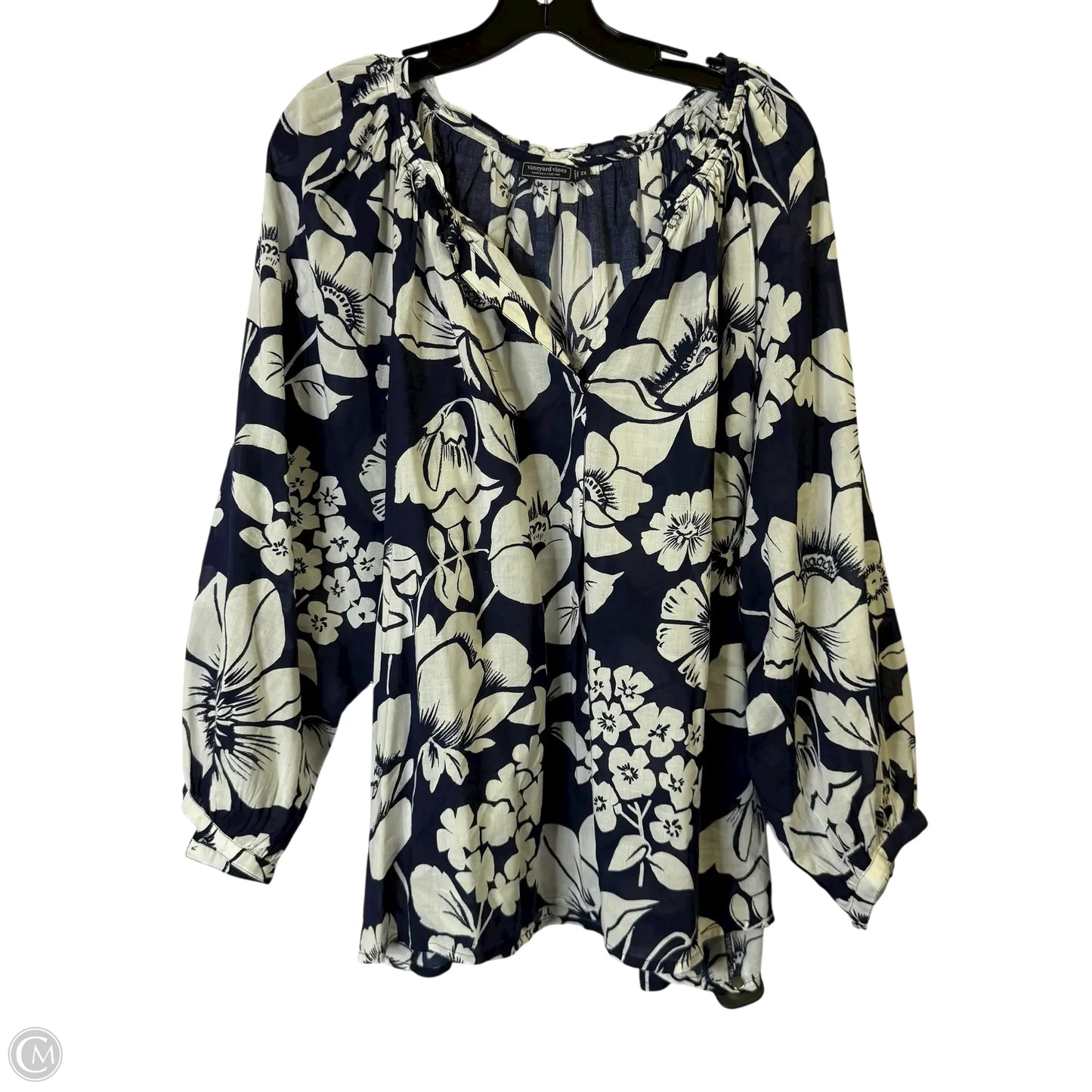 Top Long Sleeve By Vineyard Vines In Navy, Size: 2x