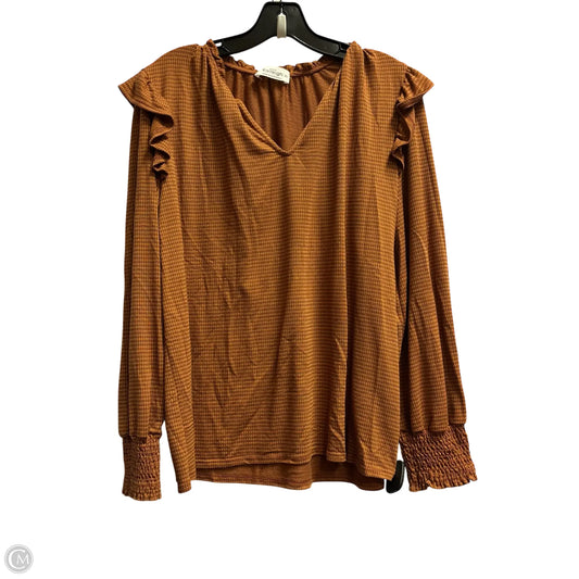 Top Long Sleeve By Kaileigh In Brown, Size: Xl