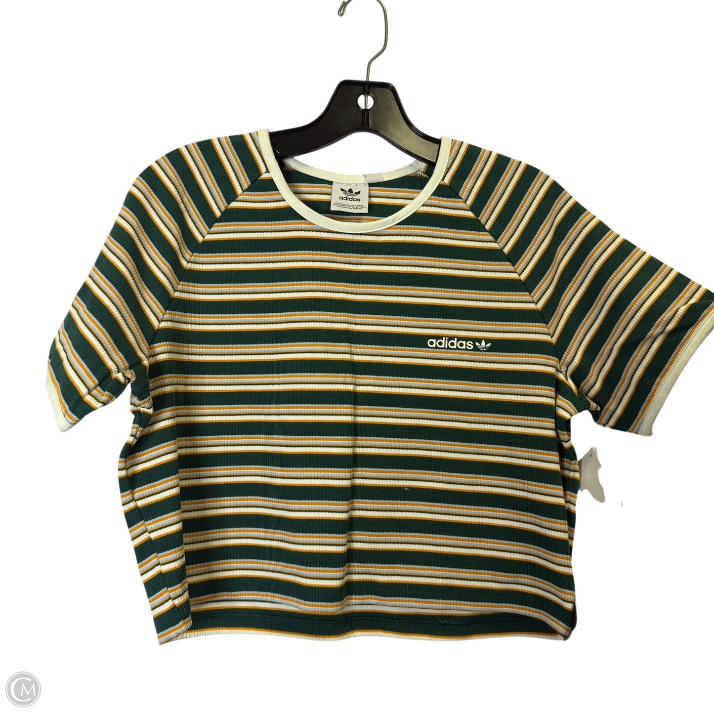 Athletic Top Short Sleeve By Adidas In Striped Pattern, Size: Xl