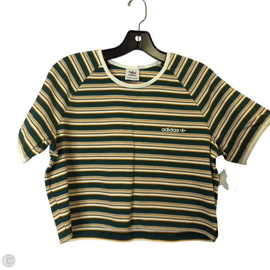 Athletic Top Short Sleeve By Adidas In Striped Pattern, Size: Xl