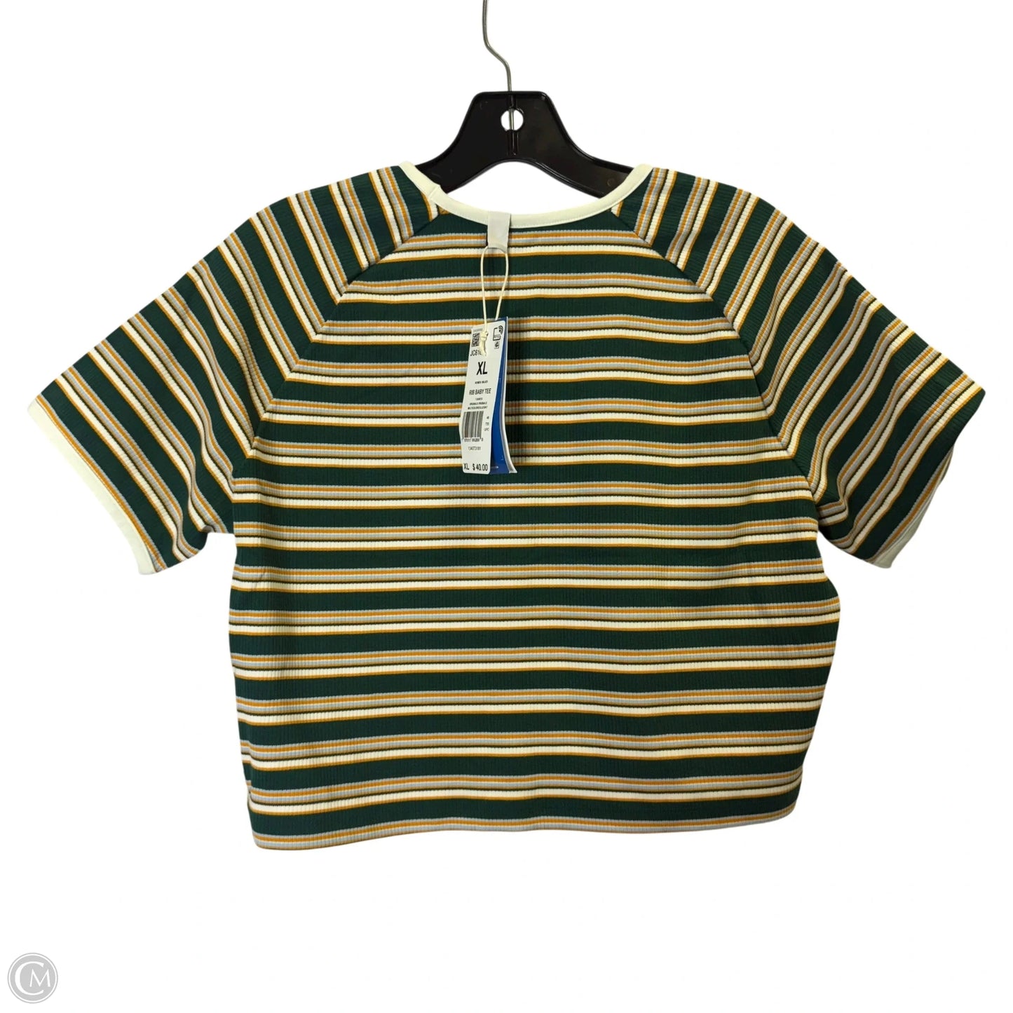 Athletic Top Short Sleeve By Adidas In Striped Pattern, Size: Xl