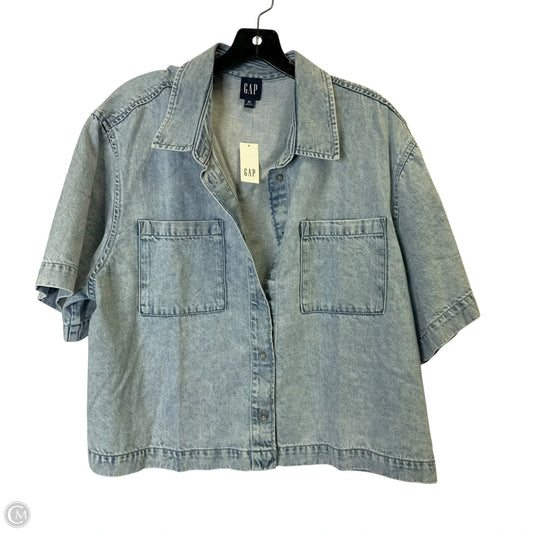 Top Short Sleeve By Gap In Blue Denim, Size: Xl