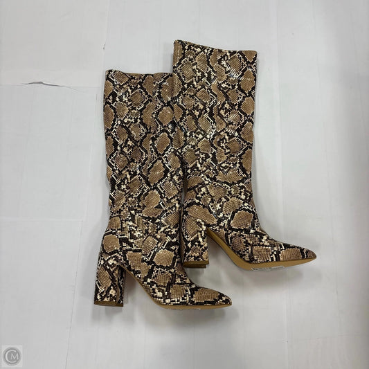 Boots Knee Heels By Lulus In Animal Print, Size: 7.5