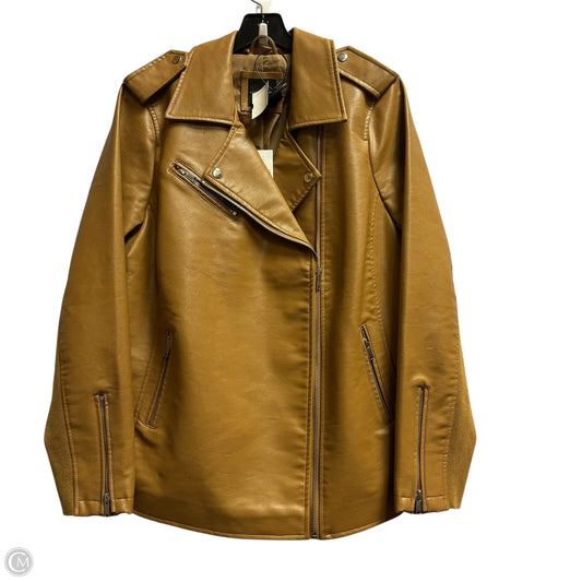 Jacket Moto By Lane Bryant In Tan, Size: 14