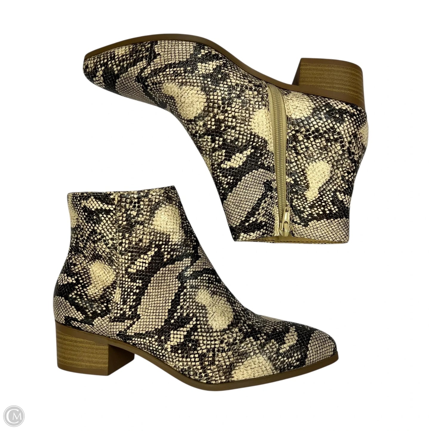 Boots Ankle Heels By City Classified In Snakeskin Print, Size: 8