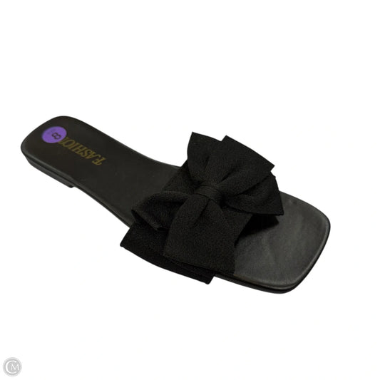 Sandals Flats By Clothes Mentor In Black, Size: 8