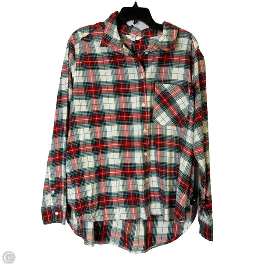 Top Long Sleeve By Time And Tru In Plaid Pattern, Size: Xl