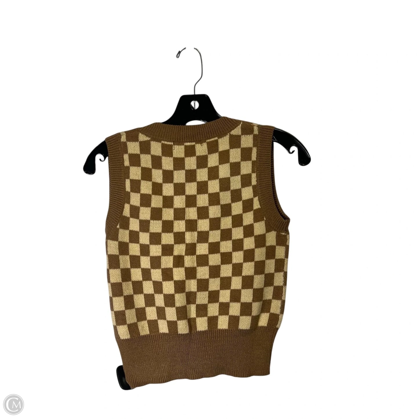 Vest Sweater By Moon And Madison In Checkered Pattern, Size: M