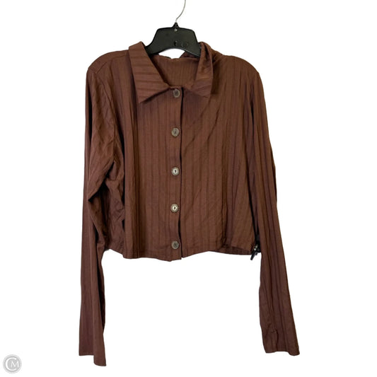 Top Long Sleeve By Fashion Nova In Brown, Size: 3x