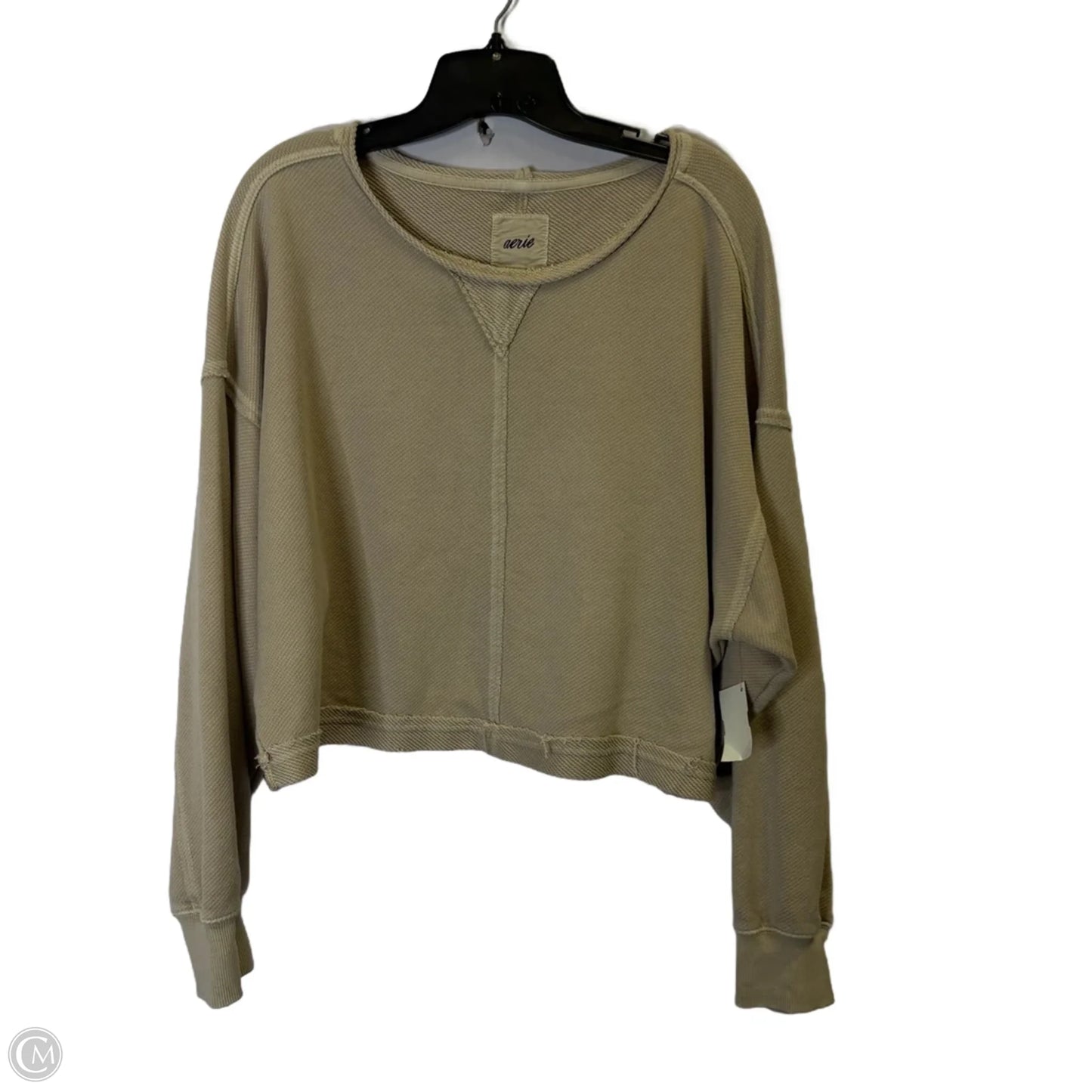 Top Long Sleeve By Aerie In Beige, Size: L