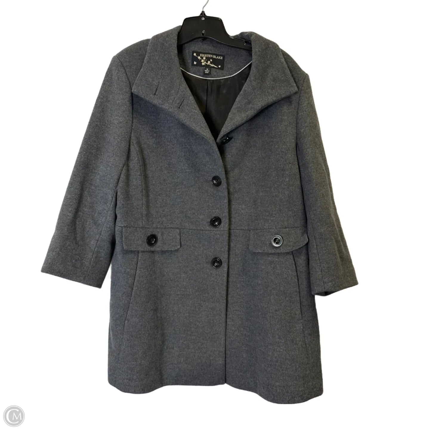 Coat Peacoat By Clothes Mentor In Grey, Size: 1x