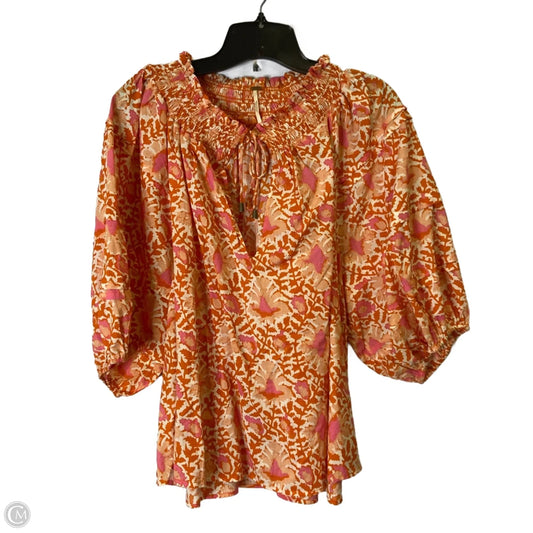 Top Short Sleeve By Free People In Orange, Size: L