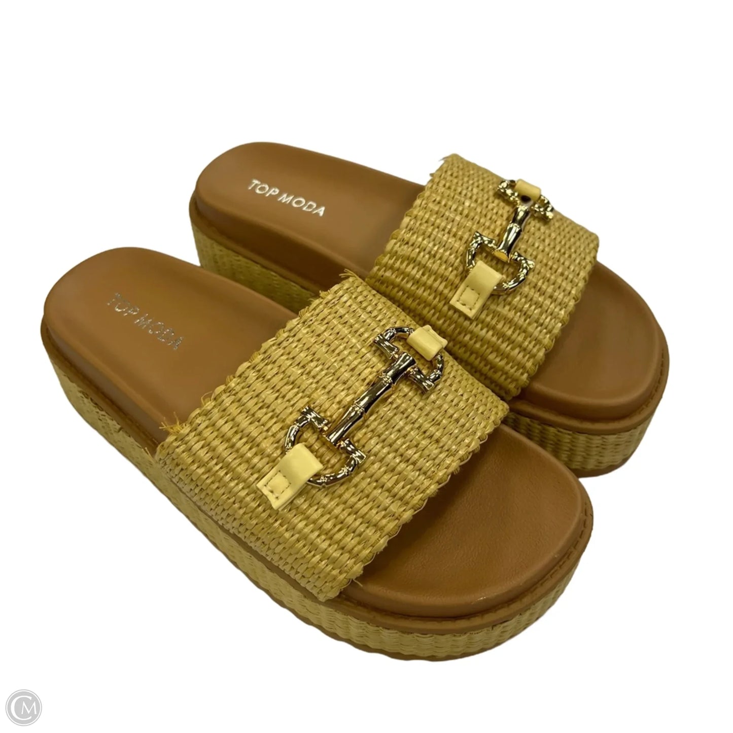 Sandals Heels Platform By Top Moda In Tan, Size: 6.5