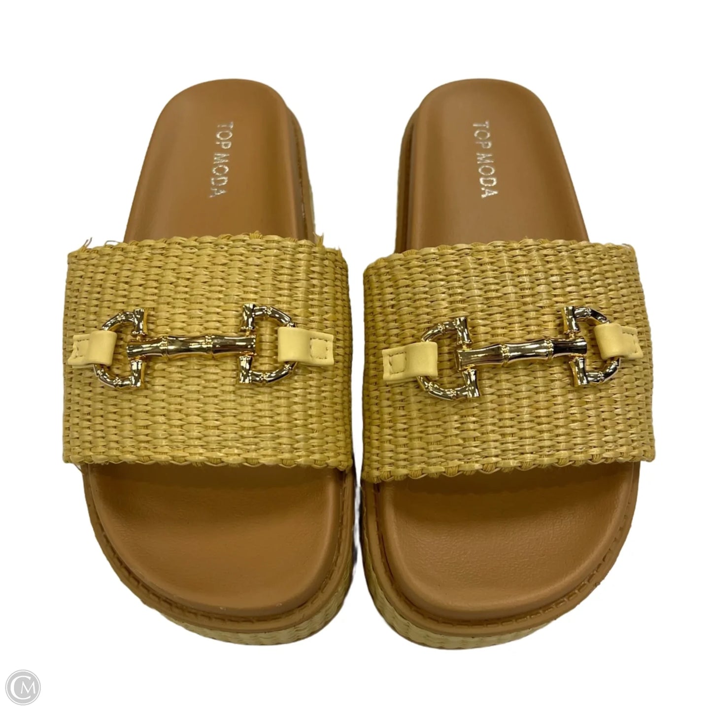 Sandals Heels Platform By Top Moda In Tan, Size: 6.5