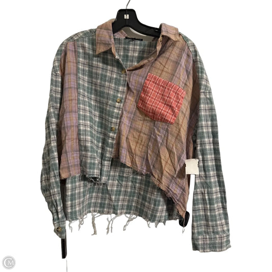 Top Long Sleeve By Papermoon In Plaid Pattern, Size: M