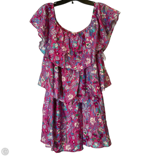 Dress Casual Short By Pink Lily In Blue & Pink, Size: L