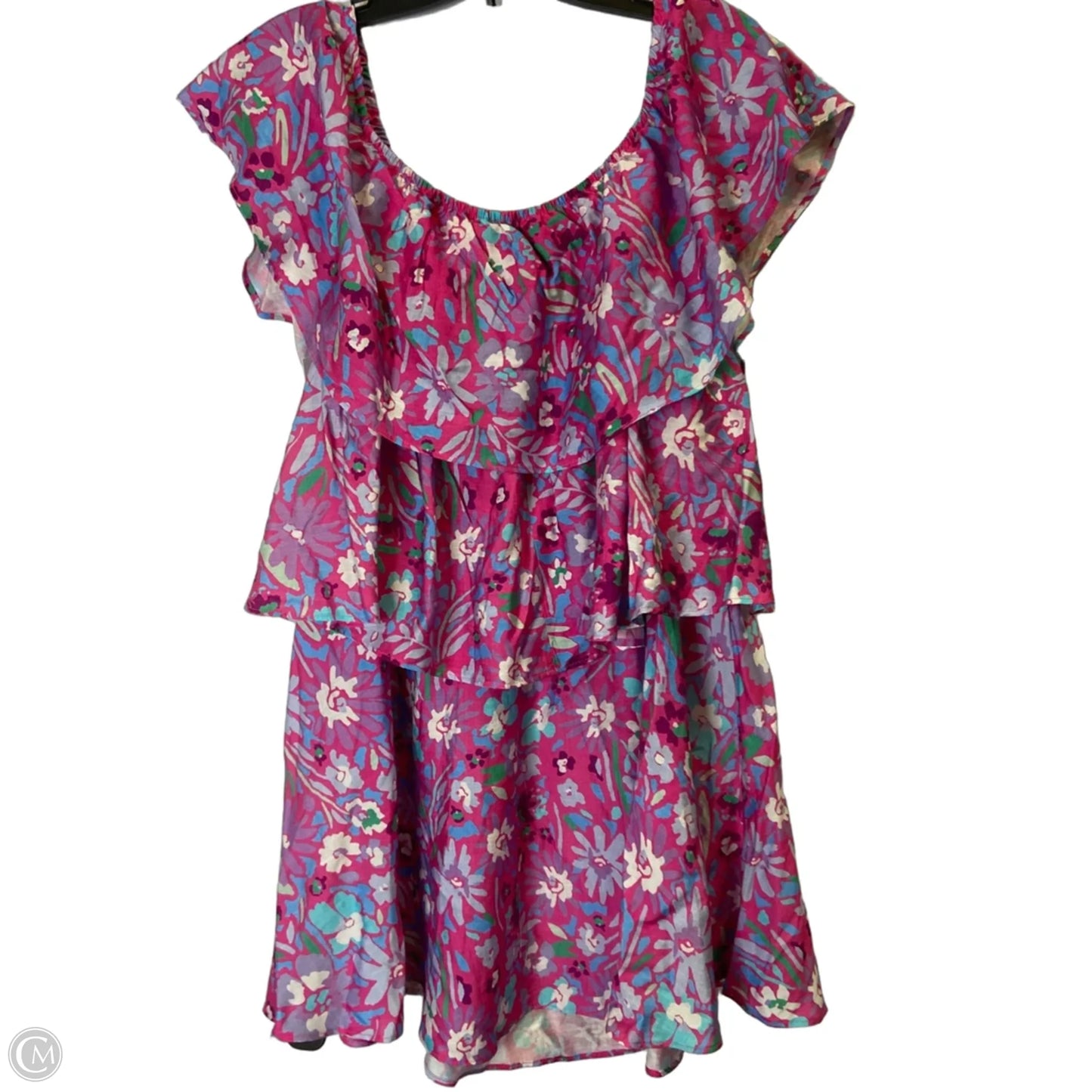 Dress Casual Short By Pink Lily In Blue & Pink, Size: L