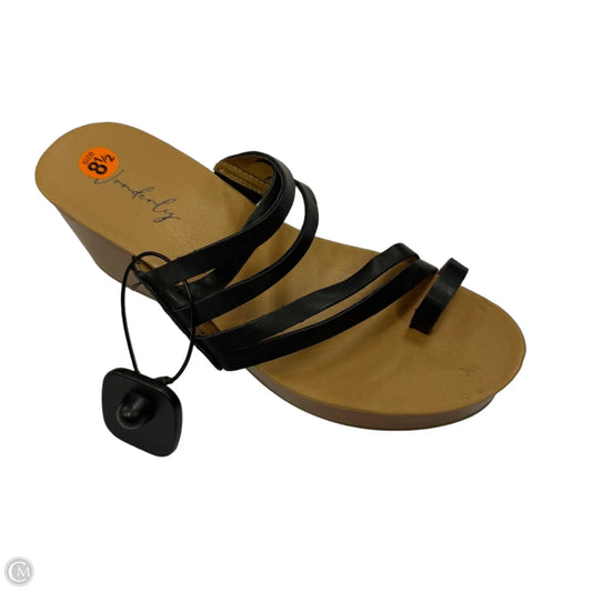 Sandals Heels Wedge By Wonderly In Black, Size: 8.5