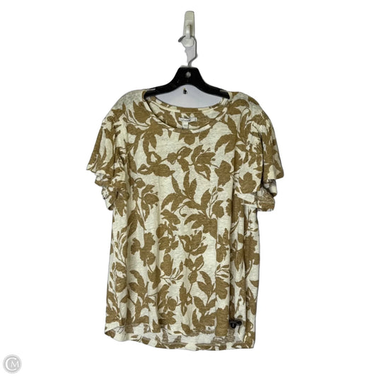 Top Short Sleeve By Chicos In Tan & White, Size: Xxl