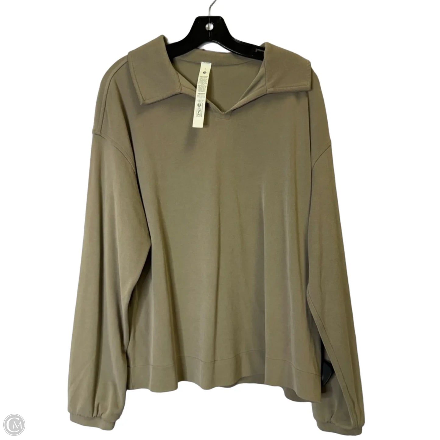 Athletic Top Long Sleeve Collar By Lululemon In Taupe, Size: M