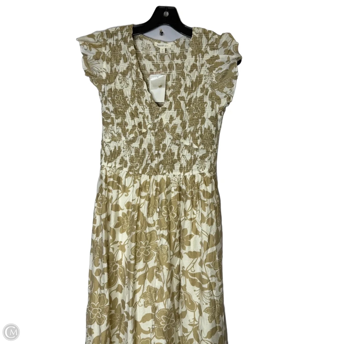 Dress Casual Midi By Clothes Mentor In Tan & White, Size: M