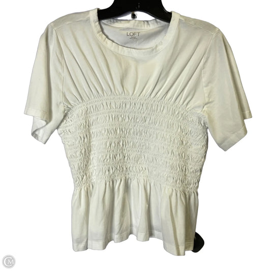 Top Short Sleeve By Loft In White, Size: L