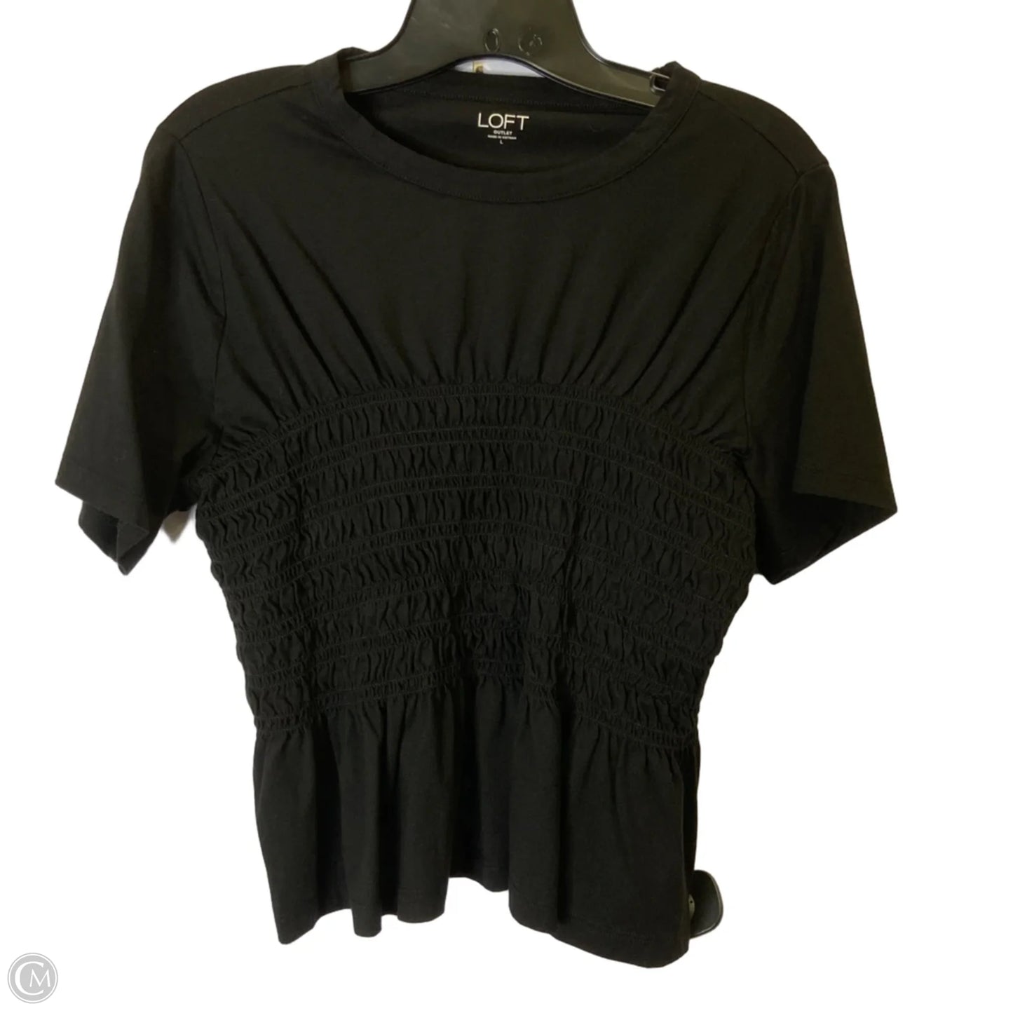 Top Short Sleeve By Loft In Black, Size: L