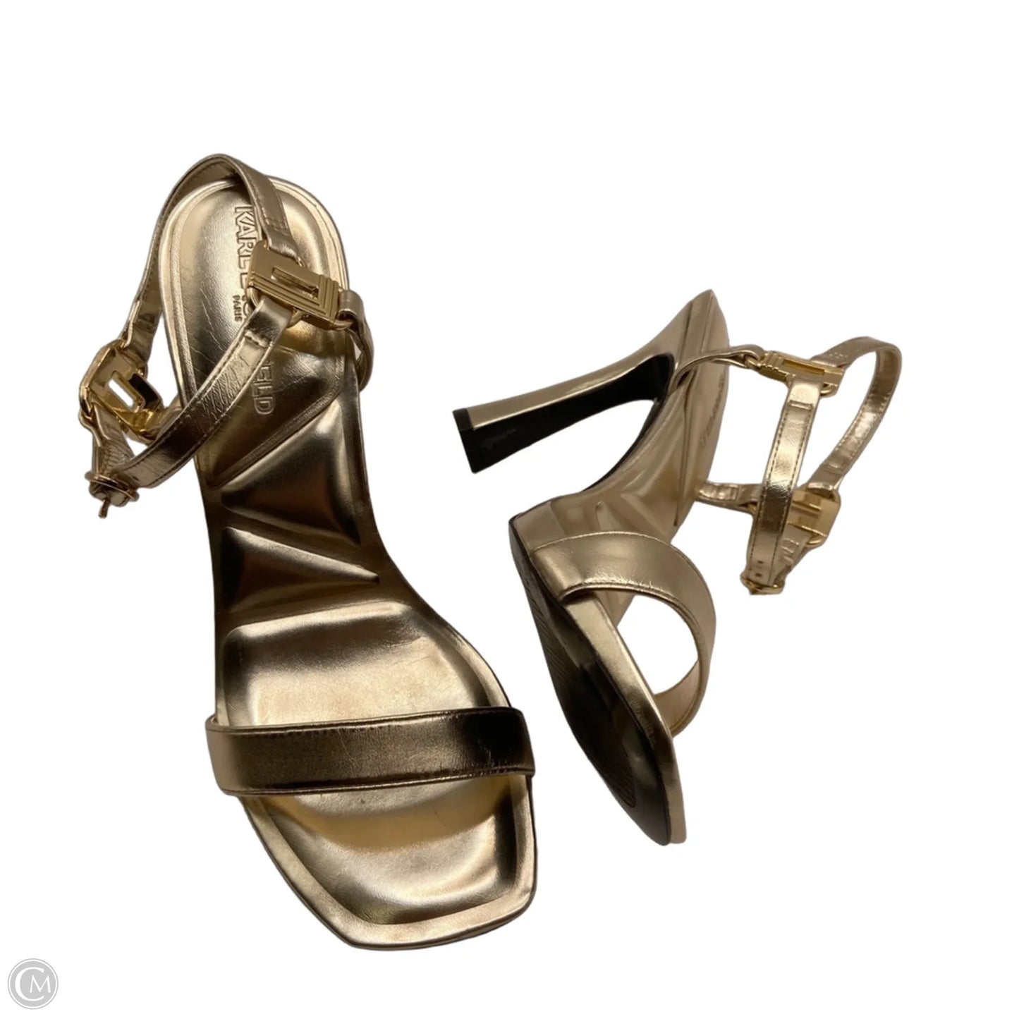 Shoes Designer By Karl Lagerfeld In Gold, Size: 7