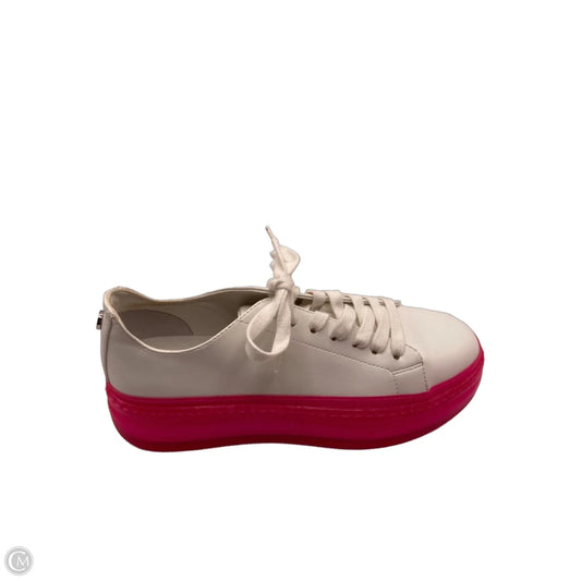 Shoes Heels Platform By Steve Madden In Pink & White, Size: 8