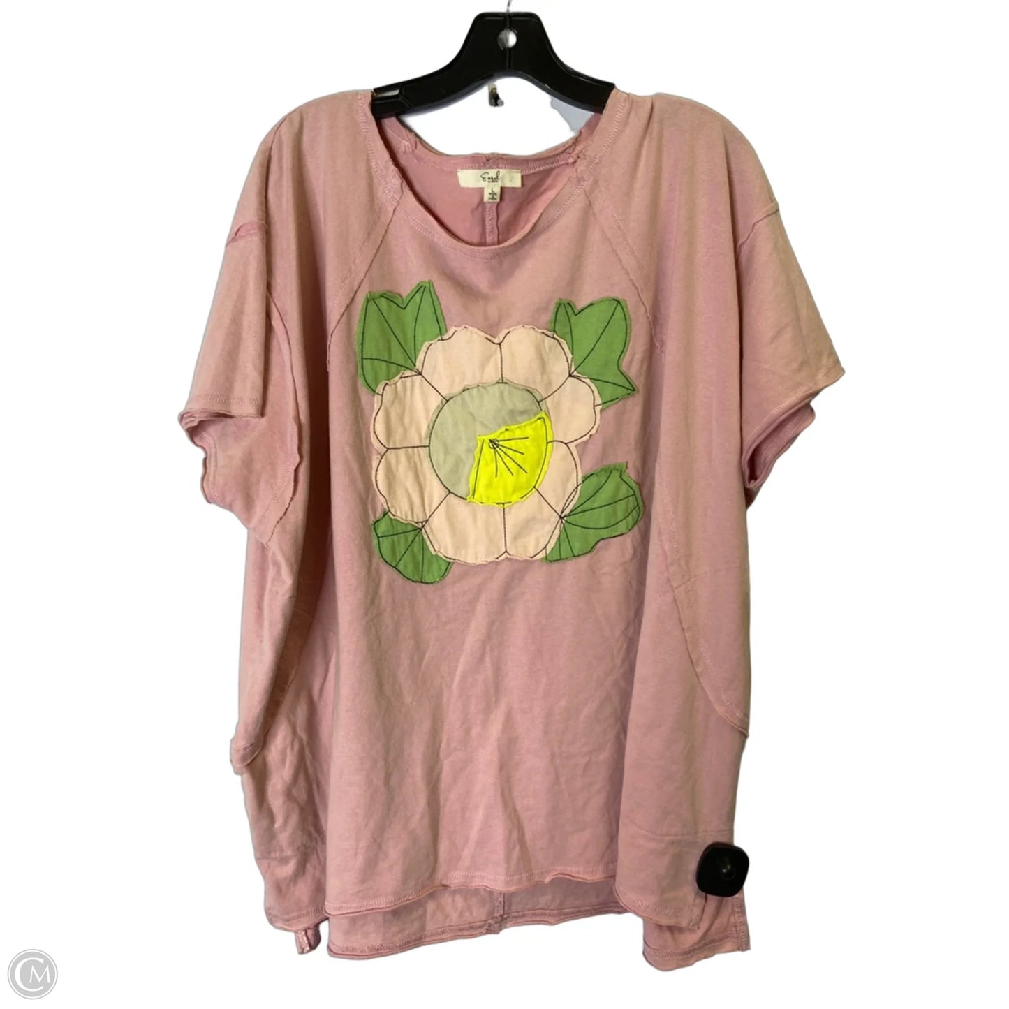 Top Short Sleeve By Easel In Pink, Size: L