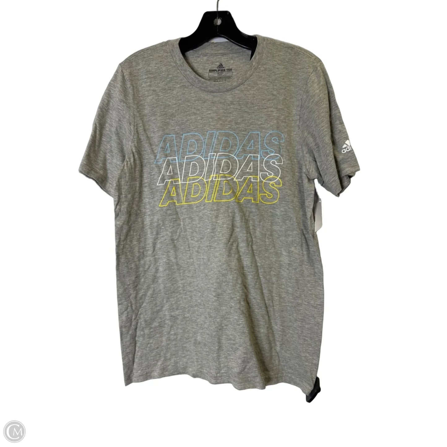 Athletic Top Short Sleeve By Adidas In Grey, Size: S