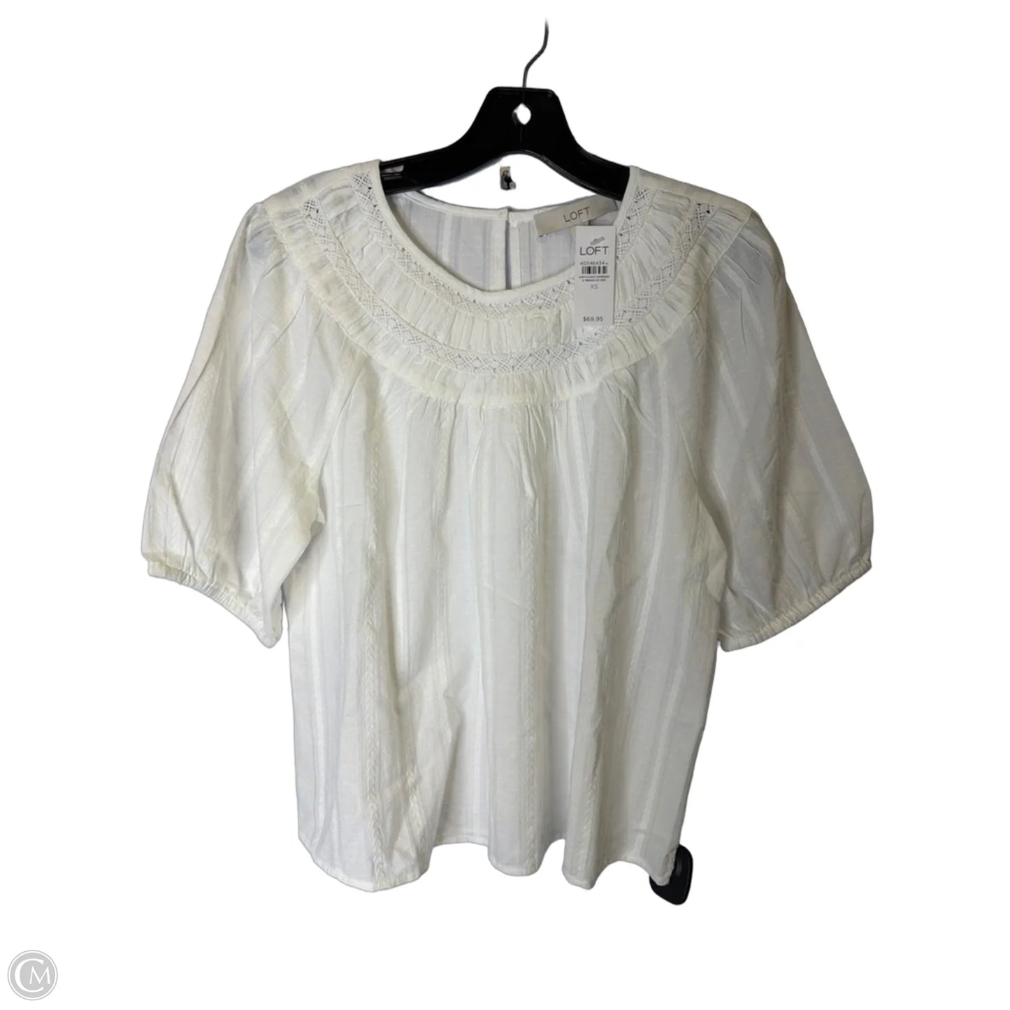 Top Short Sleeve By Loft In Cream, Size: Xs