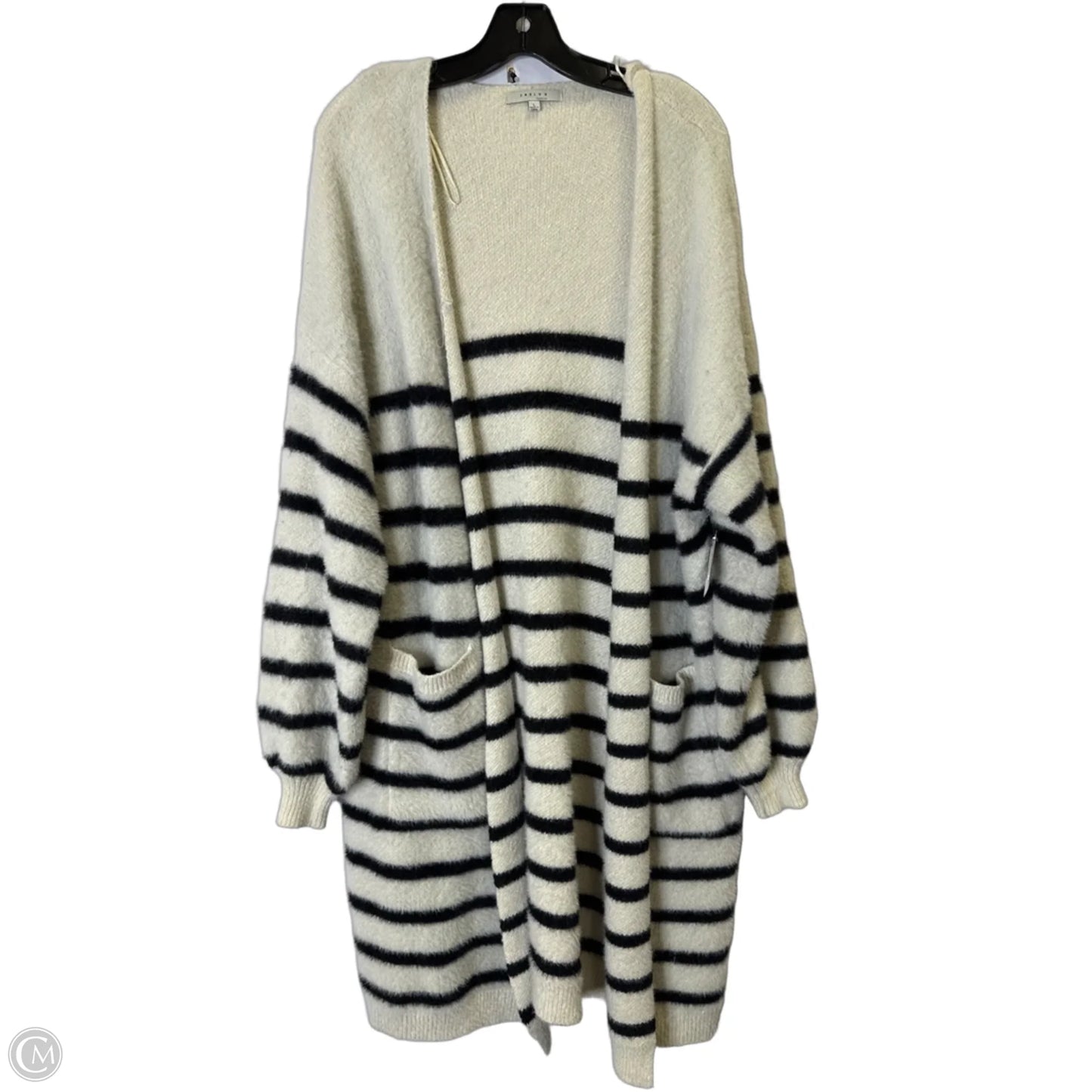 Sweater Cardigan By Favlux In Striped Pattern, Size: L
