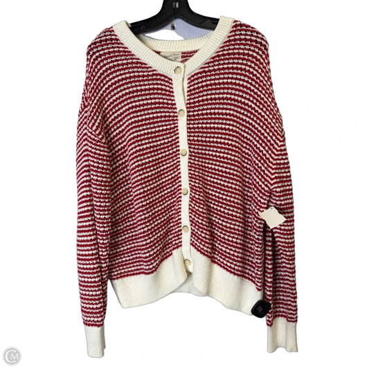 Sweater Cardigan By Universal Thread In Red & White, Size: L