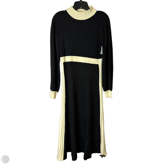Dress Casual Midi By Sandra Darren In Black & Cream, Size: L