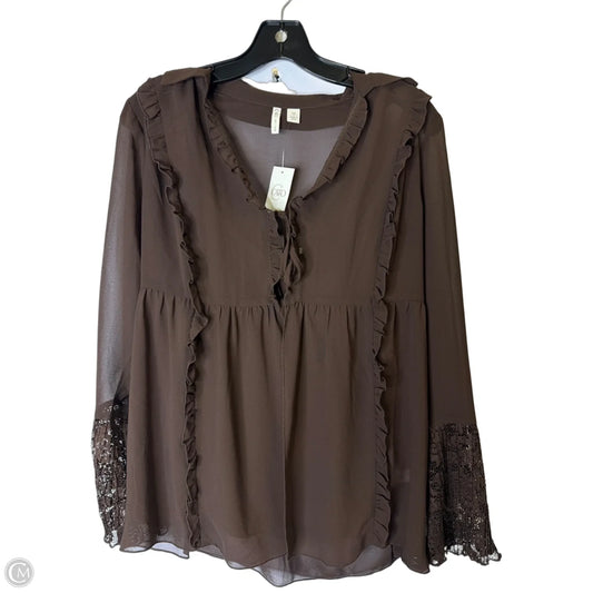 Top Long Sleeve By Cato In Brown, Size: M