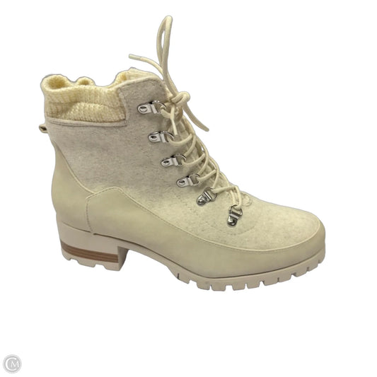 Boots Ankle Heels By Just Fab In Cream, Size: 11