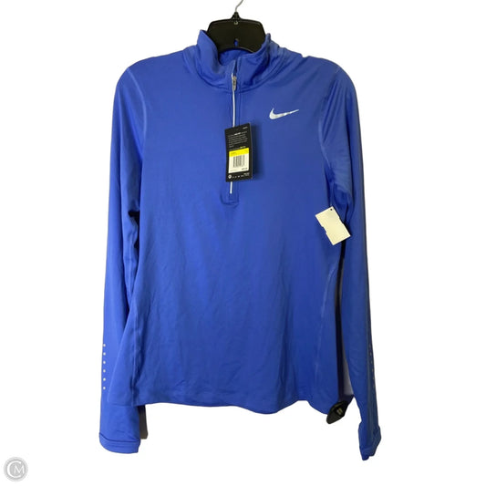 Athletic Top Long Sleeve Collar By Nike Apparel In Blue, Size: S