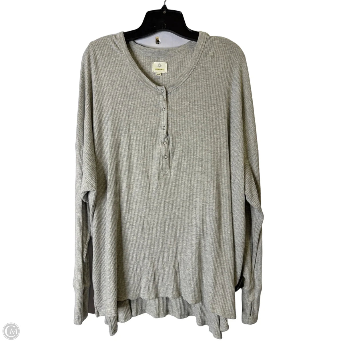 Top Long Sleeve Basic By Offline In Grey, Size: Xl